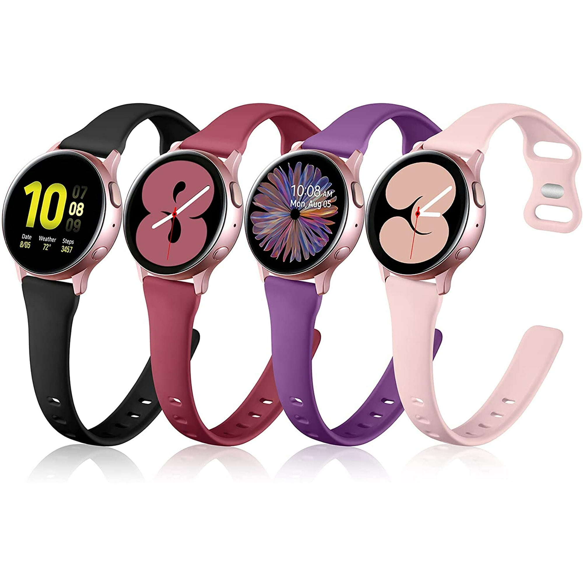 Compatible with Samsung Galaxy Watch 4 40mm 44mm Band Classic 42mm 46mm Bands Men Women Samsung Active 2 Watch Band 40mm 20mm Soft Slim Silicone Band for Women Small Black Sand Pink Plum Wine Red Walm...