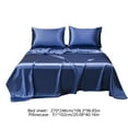 thumbnail image 4 of Qocolhg Hotel Silk Satin Sheets - 4 Piece Bed Sheet Set with Silky Microfiber, 1 Deep Pocket Fitted Sheet, 1 Flat Sheet, and 2 Pillowcases - Smooth and Soft, for All Seasons (Blue), 4 of 7