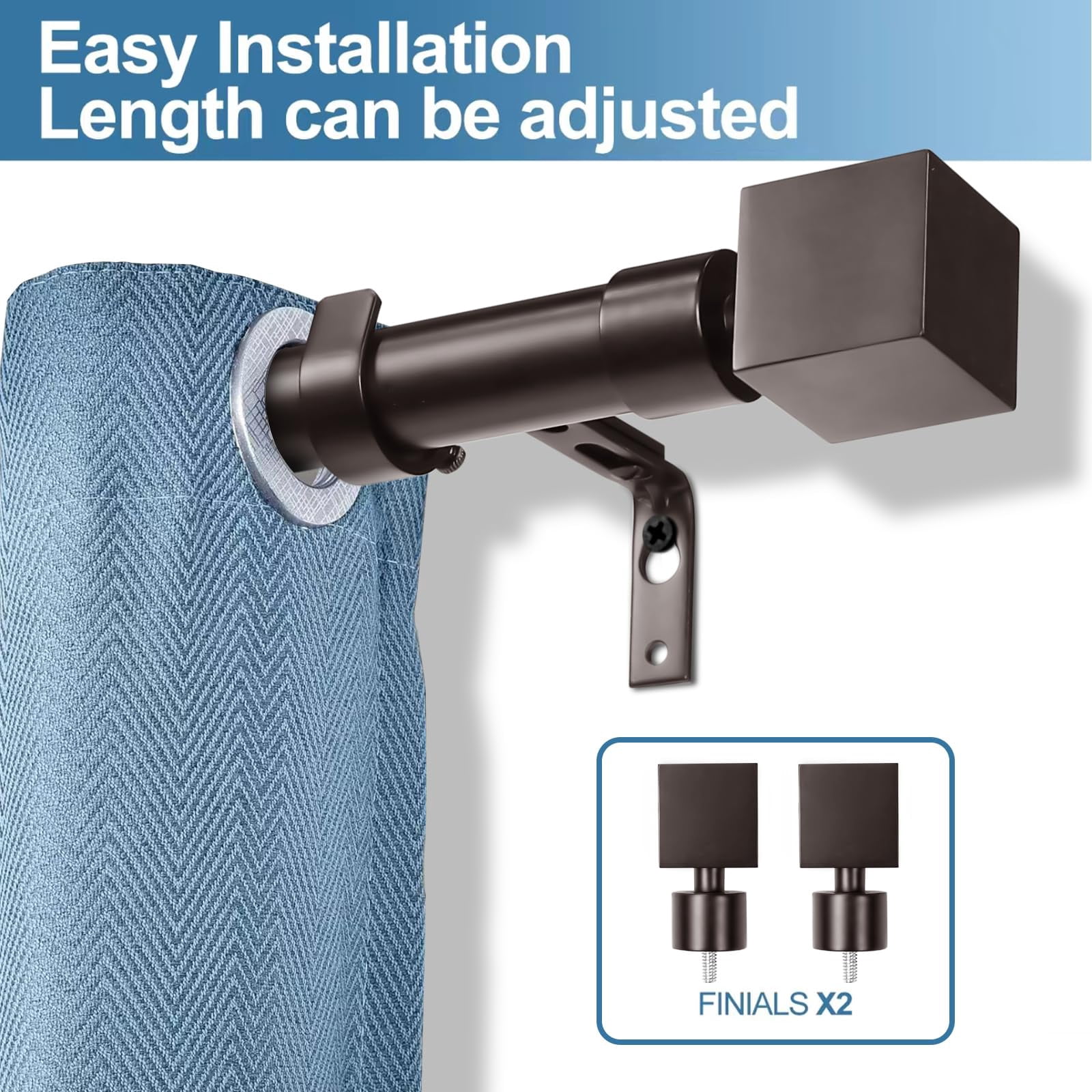 Urbanest 1" Wright Adjustable Curtain Rod, 48"-84", Bronze