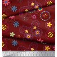 thumbnail image 2 of Soimoi Red Rayon Fabric Insect & Floral Clip Art Fabric Prints by Yard 56 Inch Wide, 2 of 3