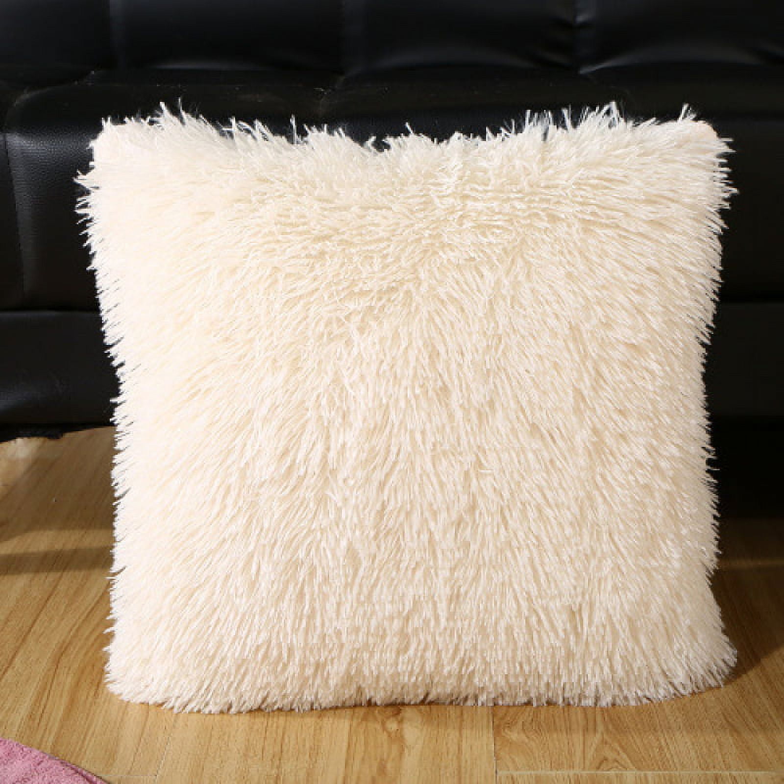 Jiaia Set Of 2 Fluffy Faux Fur Pillows Soft Artificial Fur Throw Cushion Cover Fluffy Fur Fur Pillow Decorative Throw Pillow Cushion Case For Sofa Bed