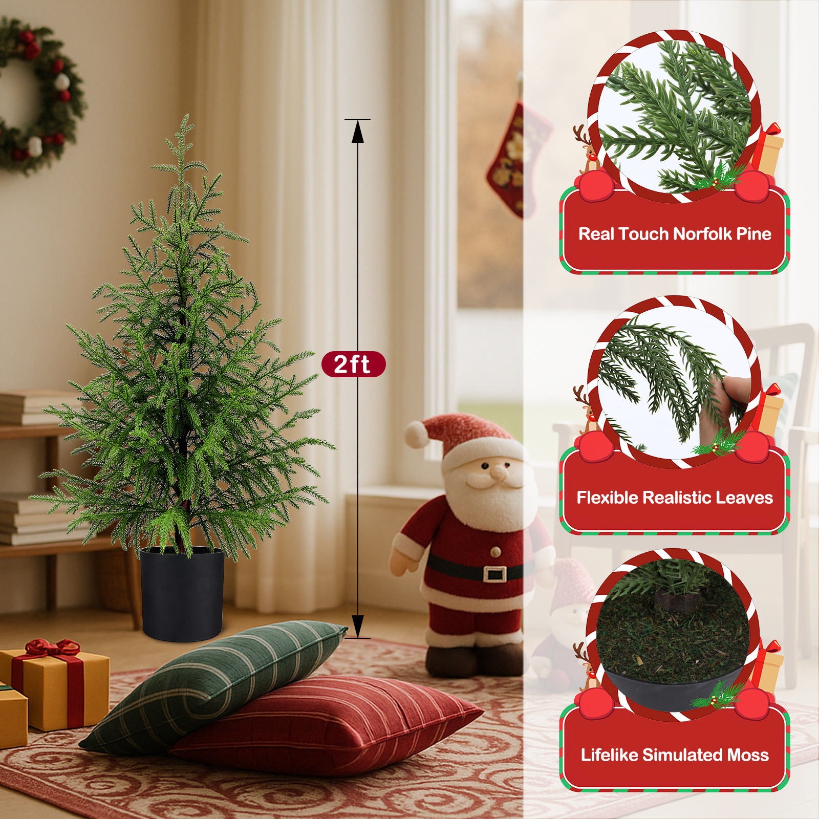 ENVEN 2ft Pre-Lit Norfolk Pine Artificial Tree photo 5
