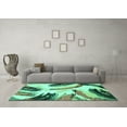 thumbnail image 3 of Ahgly Company Machine Washable Indoor Square Abstract Turquoise Blue Modern Area Rugs, 5' Square, 3 of 4