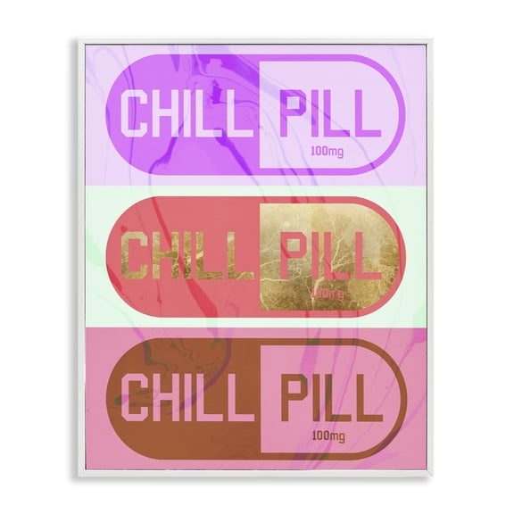 Stupell Industries Contemporary Glam Detail Chill Pill White Framed Giclee Art, 11 x 14, by Lil' Rue
