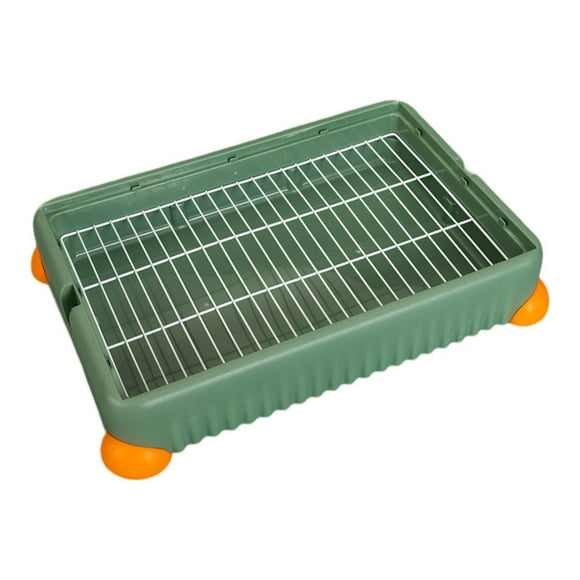 Inodoro tipo jaula para conejos con rejilla para mantener las patas y el suelo limpios. Inodoro para mascotas. verde
