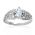 thumbnail image 2 of Galaxy Gold 14K White Gold Natural Marquis-Shaped Aquamarine Filigree Solitaire Ring - March Birthstone - Courage & Clarity - Sizes 5.5 to 11 - Fine Jewelry for Women, 2 of 4