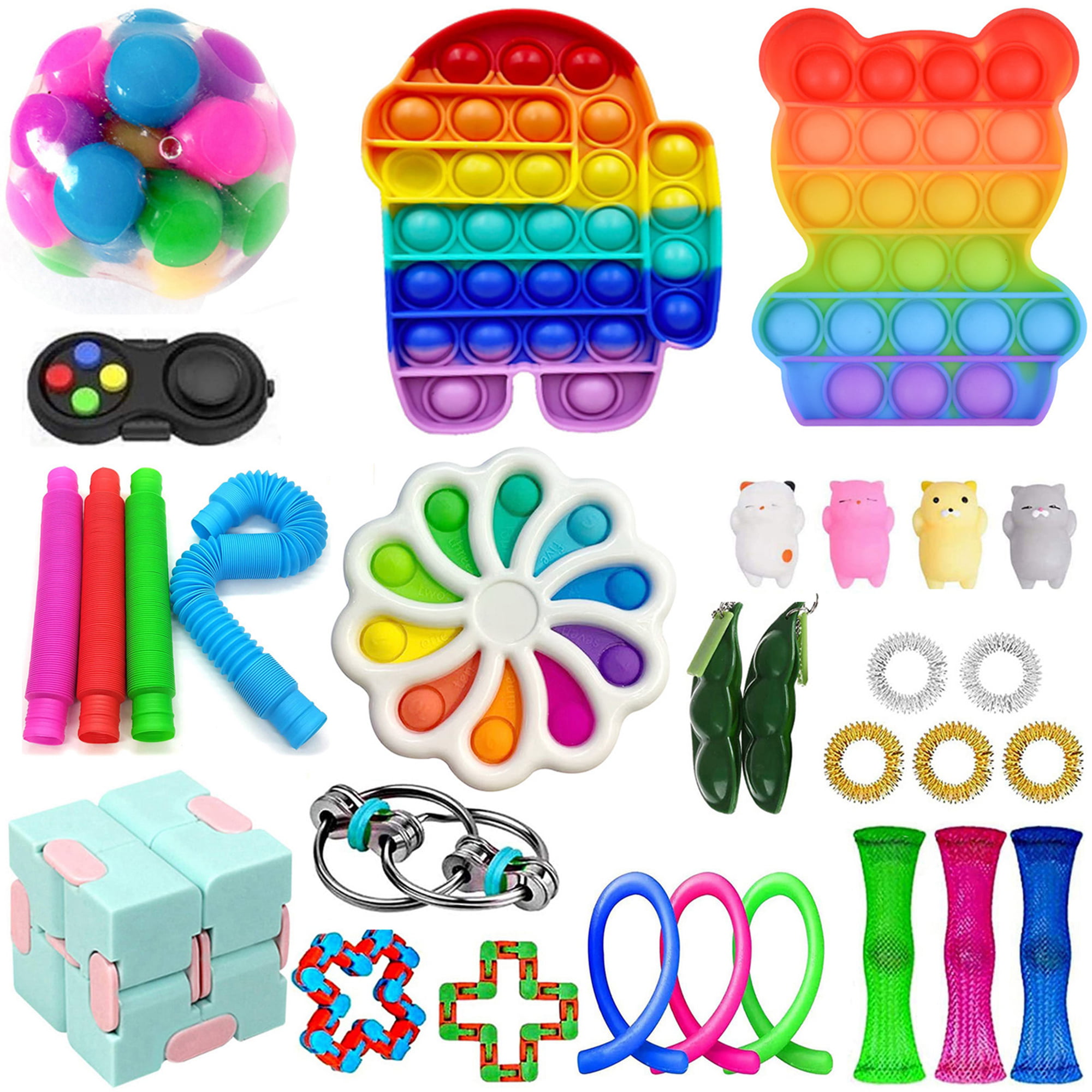 66 Pack Fidget Toys Set Sensory Tools Bundle Stress Relief Hand Kids Adults Toys 