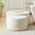 thumbnail image 2 of GZXS Modern Round Nesting Tables Set of 2 - Beige Corduroy Foam Upholstered Ottomans with Contour Design, No Assembly Needed, for Living Room and Bedroom, 2 of 9