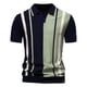 thumbnail image 1 of Ceisia Vertical Stripe Knit Top Men's Slim Fit Short Sleeve Casual Button-Down Shirt Navy M Gifts, 1 of 8