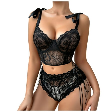CHUOU Women s Casual Sexy And Elegant Hot Lace Embroidery Sexy Lingerie Suit For All Seasons
