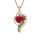 thumbnail image 1 of Collar de Rosa Joyas con Cristal Verde en forma de Corazón Set Collares Femeninos Colgantes, 1 of 3