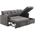 thumbnail image 5 of 3 Seater Modular Sectional Sofa with Pull-Out Bed and Reversible Storage Chaise, Comfy Chenille L Shaped Convertible Sleeper Couch with Pocket 3 Seat Couch for Living Room Home Office Gray, 5 of 9