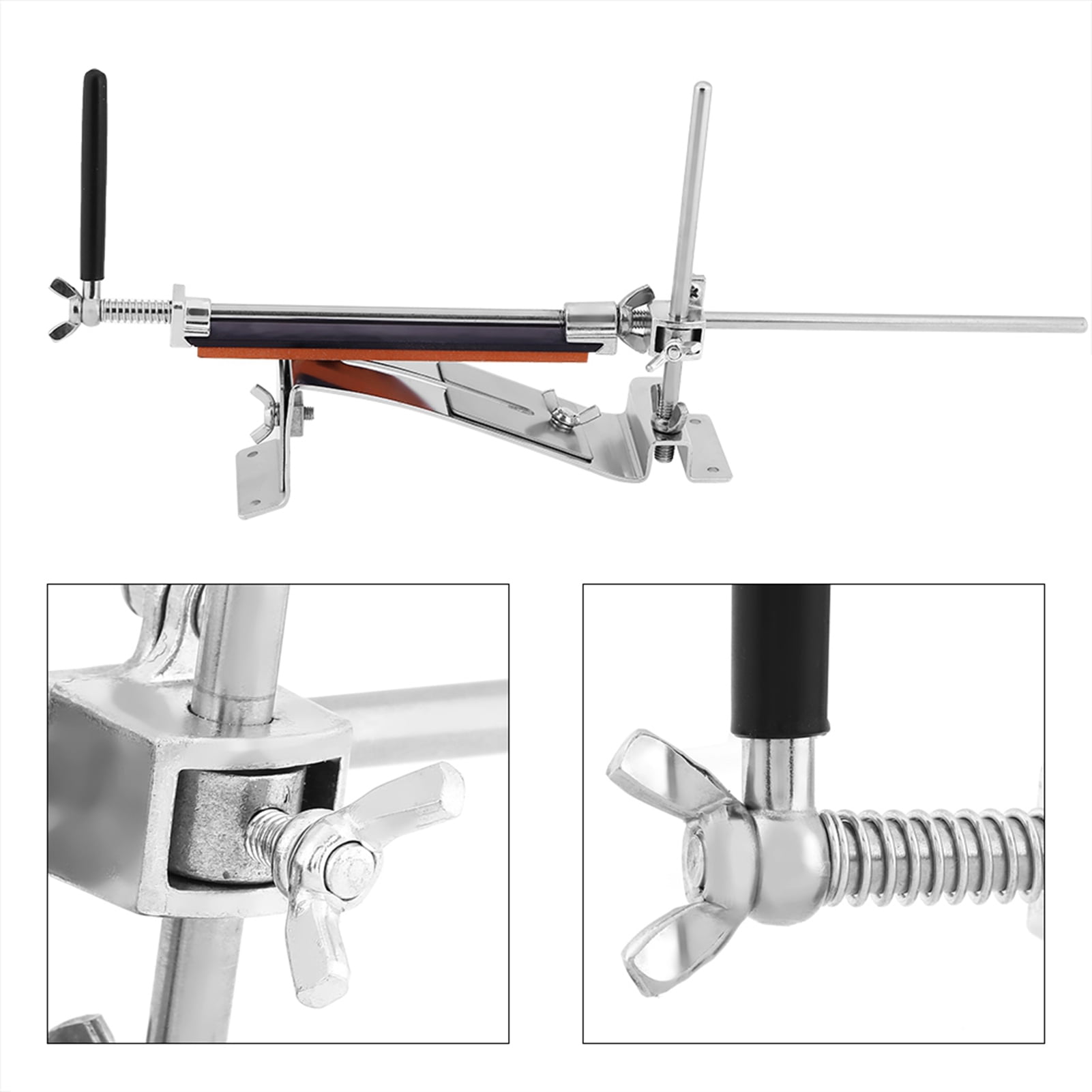BIMZUC Professional Stainless Steel Fixed-Angle Knife Sharpening System with 4 Whetstones (120/320/600/1500 Grit), Safe Kitchen Knife Sharpener Tool for Scissors and Peelers (15.91 in / 40.4 cm)