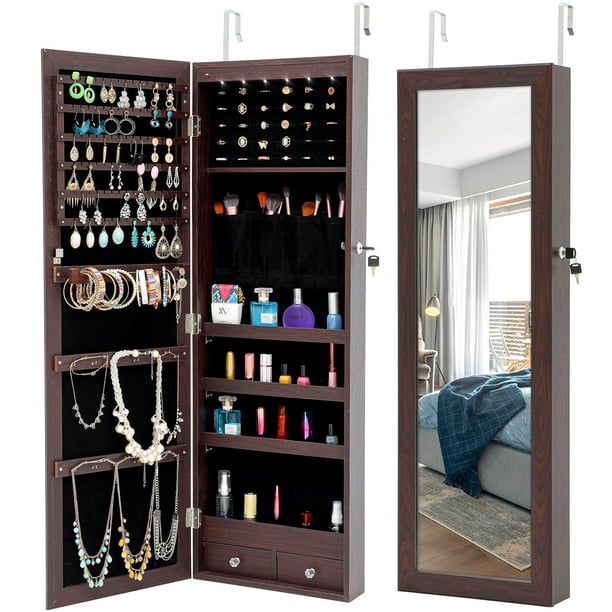 Anysun Mirror Jewelry Cabinet With Led, Jewelry Box Mirror With Light