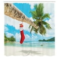 thumbnail image 3 of Ambesonne Christmas Shower Curtain, Beach Xmas Stockings, 69"Wx70"L, Multicolor, 3 of 5