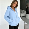thumbnail image 5 of ASDFVBKG Women's Lightweight Cotton Blend Long Sleeve Zip Up Thin Hoodie Jacket Light Blue 2XL, 5 of 6