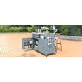 thumbnail image 4 of Grey-Blue Outdoor Kitchen Island with Stainless Steel Top & Raised Shelf - 53.3", 4 of 8