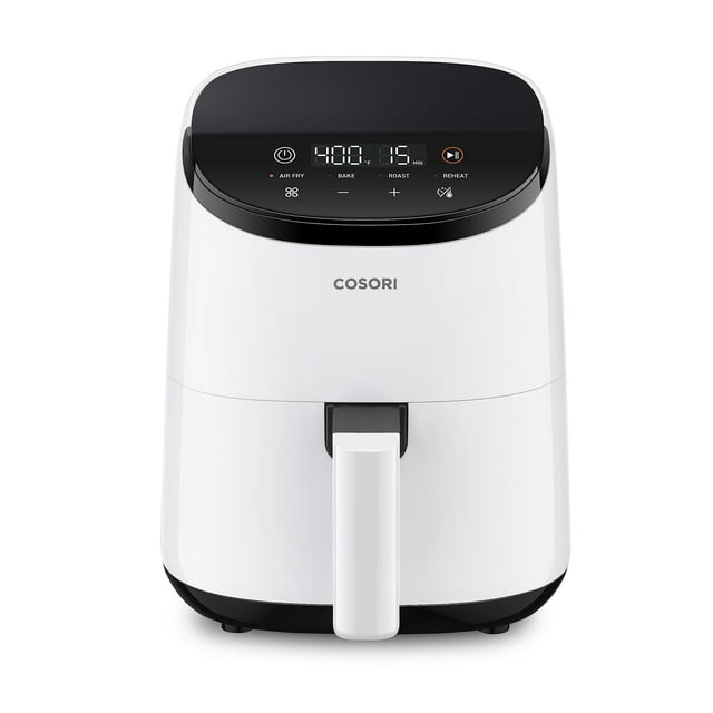 COSORI Petit Four Friteuse à Air Chaud 2,1 Qt, Mini Friteuse à Air 4-en-1, Cuire, Rôtir, Réchauffer, Gain de Place et Faible Bruit, Panier Antiadhésif et Compatible Lave-Vaisselle, 30 Recettes dans l'Appli, Autocollant avec 6 Guides de Référence, Blanc