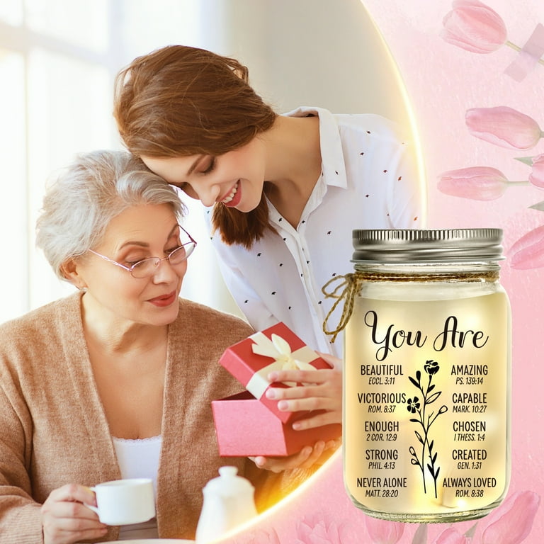 Mason Jar Night Light for Friend, Birthday Day Gifts for Women