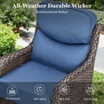 thumbnail image 6 of Planntonneo 3-Piece Patio Furniture Set - Wicker Swivel Glider Chairs with 6-Inch High-Resilience Cushions and Side Table, Brown/Blue, 6 of 9