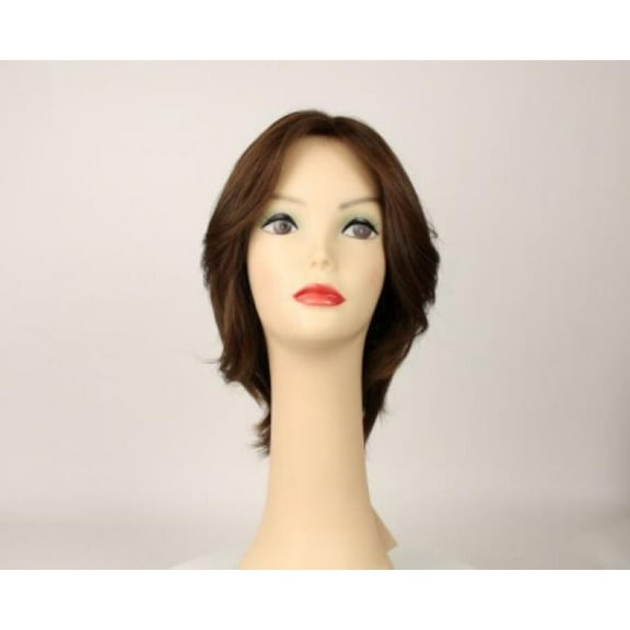 European Human Hair Freeda Wig Shlomit Brown With Reddish Highlights Skin Top Size L
