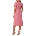 thumbnail image 3 of INSPIRE CHIC Women's Maternity Dress A Line Crewneck Short Sleeve Stretchy Summer Office Work Midi Pregnancy Dresses M Pink, 3 of 6