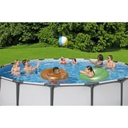 Bestway: مجموعة حمامات سباحة Steel Pro MAX 15 X 48 فوق سطح الأرض - 4231 جالون، حمام سباحة عائلي خارجي، مقاوم للتآكل والثقب، يتضمن فلترًا ومضخة وسلمًا وغطاء