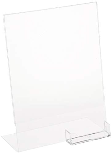 Clear acrylic 8.5x11 display sign holder with vertical business card holder 