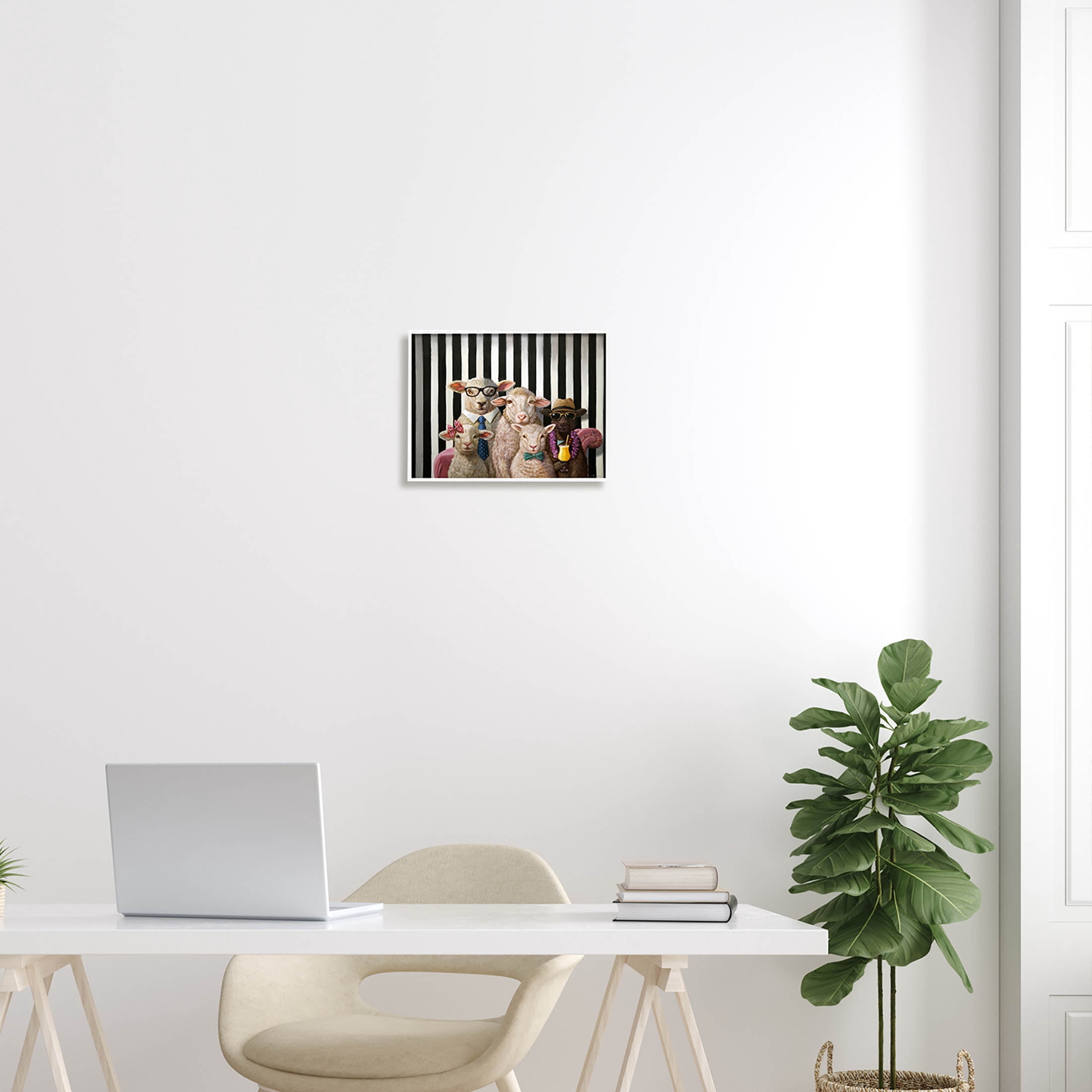 Stupell Industries Traditional Sheep Family Portrait Painting White Framed Art Print Wall Art, Design by Lucia Heffernan