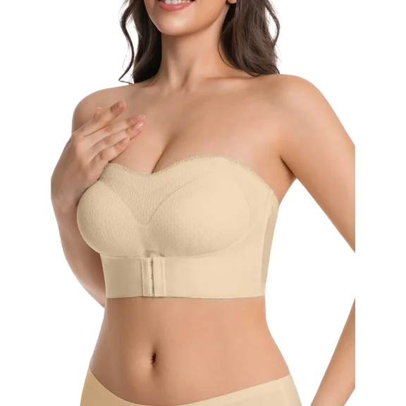MINTREUS Strapless Bras for Women Wirefree Non-Slip Seamless Padded Bandeau Push Up Jelly Bra