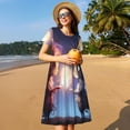 thumbnail image 4 of Honeii Dreamy Forest Elf Print Women’s Short Sleeve Dress, Comfortable Casual Dress, Soft Polyester Spandex Blend, Stylish Everyday Wear for Summer, Perfect for Travel and Vacation, 4 of 6
