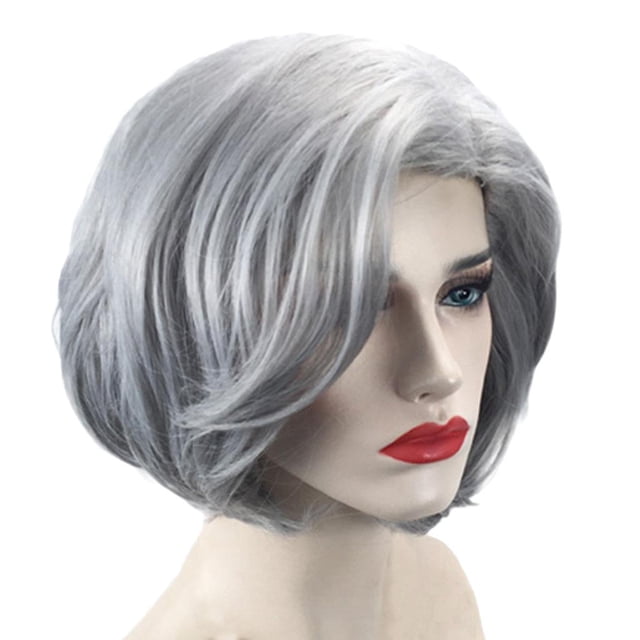 Peluca plateada rizada corta elegante jinwen Ombre encantador travieso 35cm