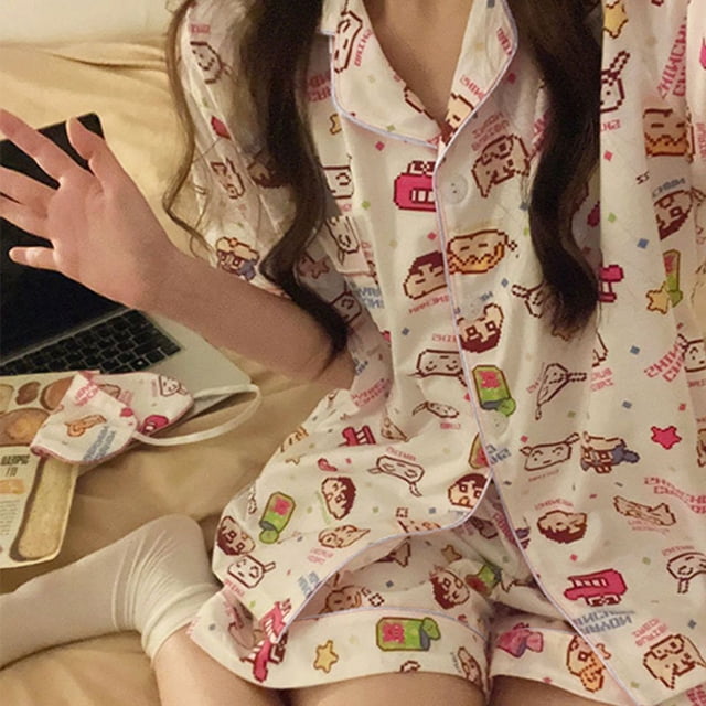 Japanese cute Hello Kitty high quality imitation cotton cardigan short sleeve pajamas women Summer High sense ladies home wear suit
