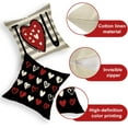 thumbnail image 4 of Valentine''s Day Black Decorative Throw Pillow Covers 18 x 18 Set of 4, Red Love Hearts Grey Stripes Polka Dots Cushion Case Decor, Anniversary Wedding Holiday Farmhouse Home Decoration for Sofa, 4 of 6