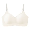 thumbnail image 2 of Women's Wireless Seamless Bra with Glitter Letter Straps and Smooth Cups Featuring Full Coverage Cuts Champagne 34, 2 of 3