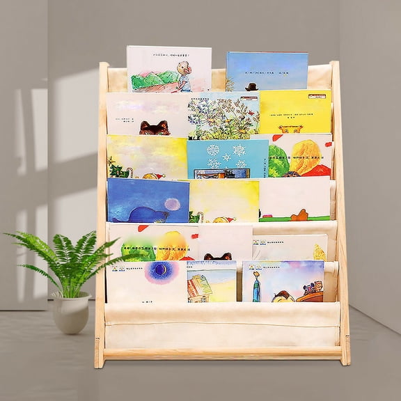 TFCFL 6 Tiers Wooden Bookcase Children Kids Book Shelf Storage Rack Tidy Organizer