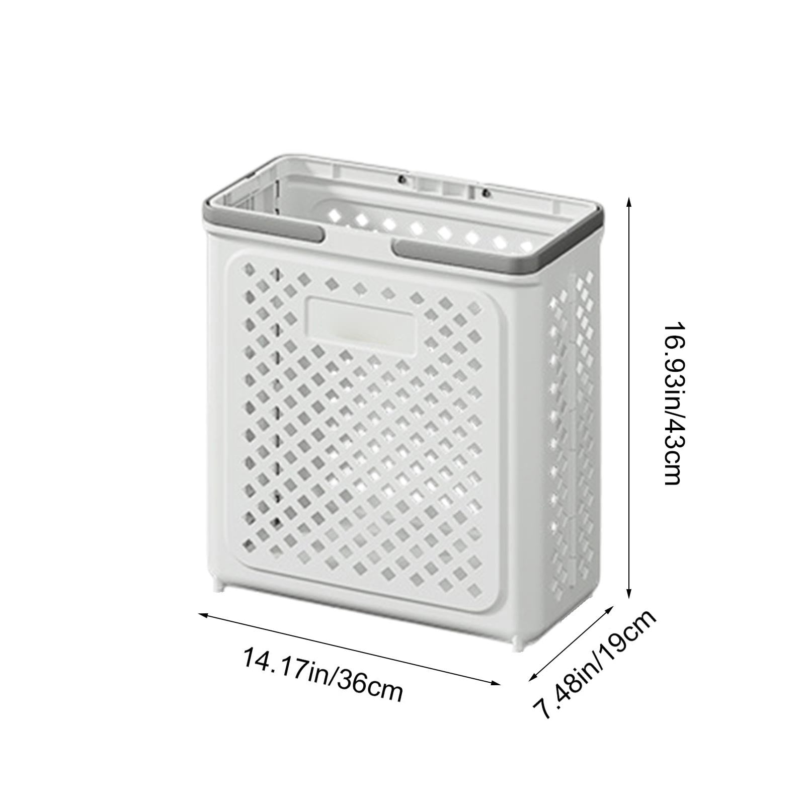Bxaolu 30L Slim Laundry Hamper, Clothes Basket with Handles, Plastic, 14"L x 7.48"W x 17.5"H, White