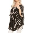 thumbnail image 4 of Sakkas Sunia Tie Dye Caftan Sleeve Blouse | Cover Up - Black - One Size, 4 of 5