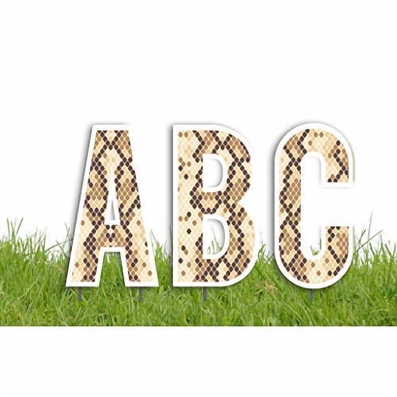 VictoryStore Yard Letters: Cut-Out Alphabet Yard Decoration 18 inch High, Stakes Included (Snake Skin Brown 13442)