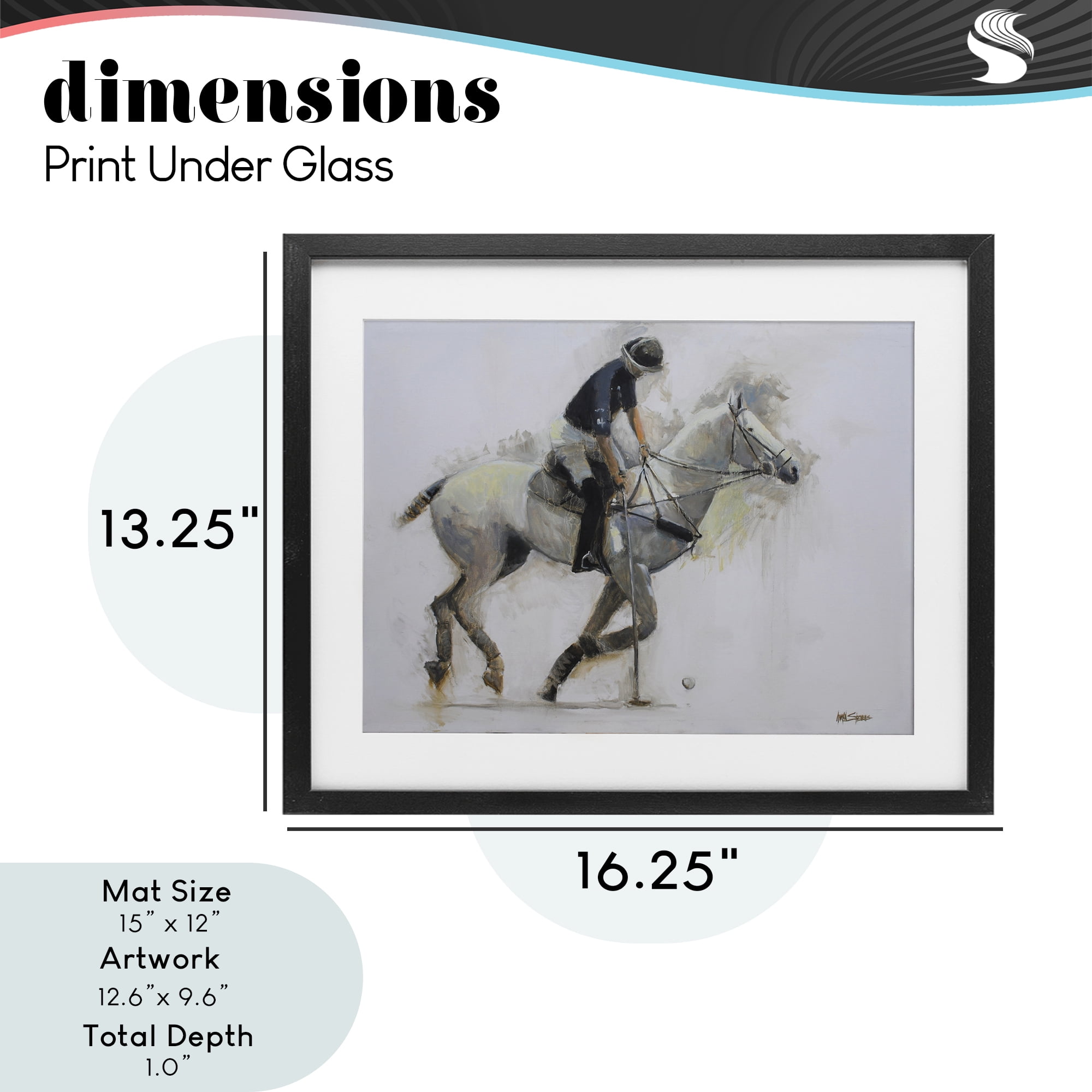 Stupell Industries Polo Rider in Motion Black Framed Print Under Glass, design by Jadei Graphics