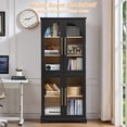 thumbnail image 3 of 2 Pcs 5-Tier Bookshelf with Glass Door, Display Cabinet with Adjustable Shelves, Tall Storage Cabinet for Living Room, Modern Black Bookcase for Bedroom/Home Office, 3 of 8