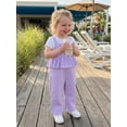 thumbnail image 5 of BemeyourBBs Toddler Baby Girls Striped Overall Romper Cute Infant Baby Girl Summer Clothes Stripe Print Sleeveless Ruffled Wide Legs Long Pants One Piece Jumpsuit, 5 of 9