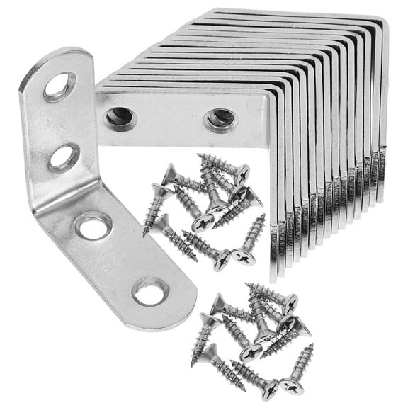 WHAMVOX  16 Sets Angle Brackets for Shelves 90 Degree Corner Brace Braces Silver