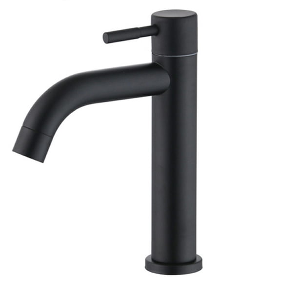 Matte-Black Bathroom Faucet Minimalist Single Cold Water Sink Mixer Tap Deck Mount Stainless Steel Basin Faucet Tapware