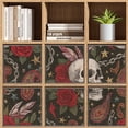 thumbnail image 7 of Set of 6 Collapsible Oxford Fabric Storage Cubes with Handles, Foldable Closet Organizer Bins for Clothes, Toys, Shelves, Home & Kitchen Skull Rose Feather Boho, 7 of 7