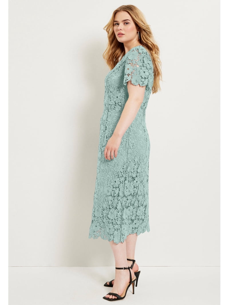square neck lace midi dress Rihoas Lace-Trim Square-Neck Corset Floral Jacquard Midi Dress, Blue / M