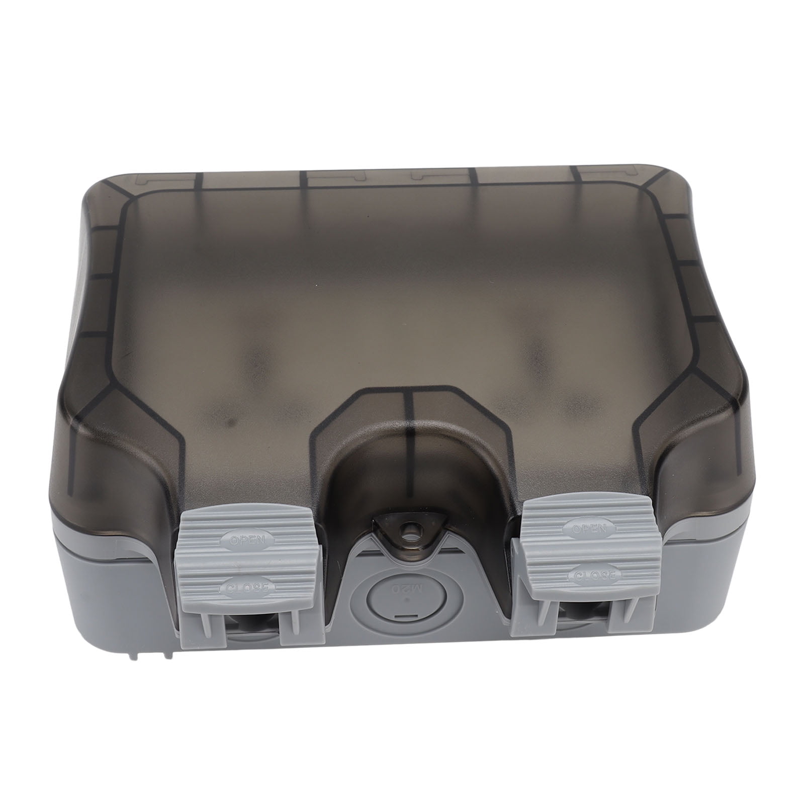 YAHHU 13A IP66 Waterproof Outdoor Outlet Box, Dual 2-Gang Switched Socket with Protection Cover, Splash Proof Dustproof Surface Mount Wall Receptacle for Home Garden Bathroom Kitchen Construction