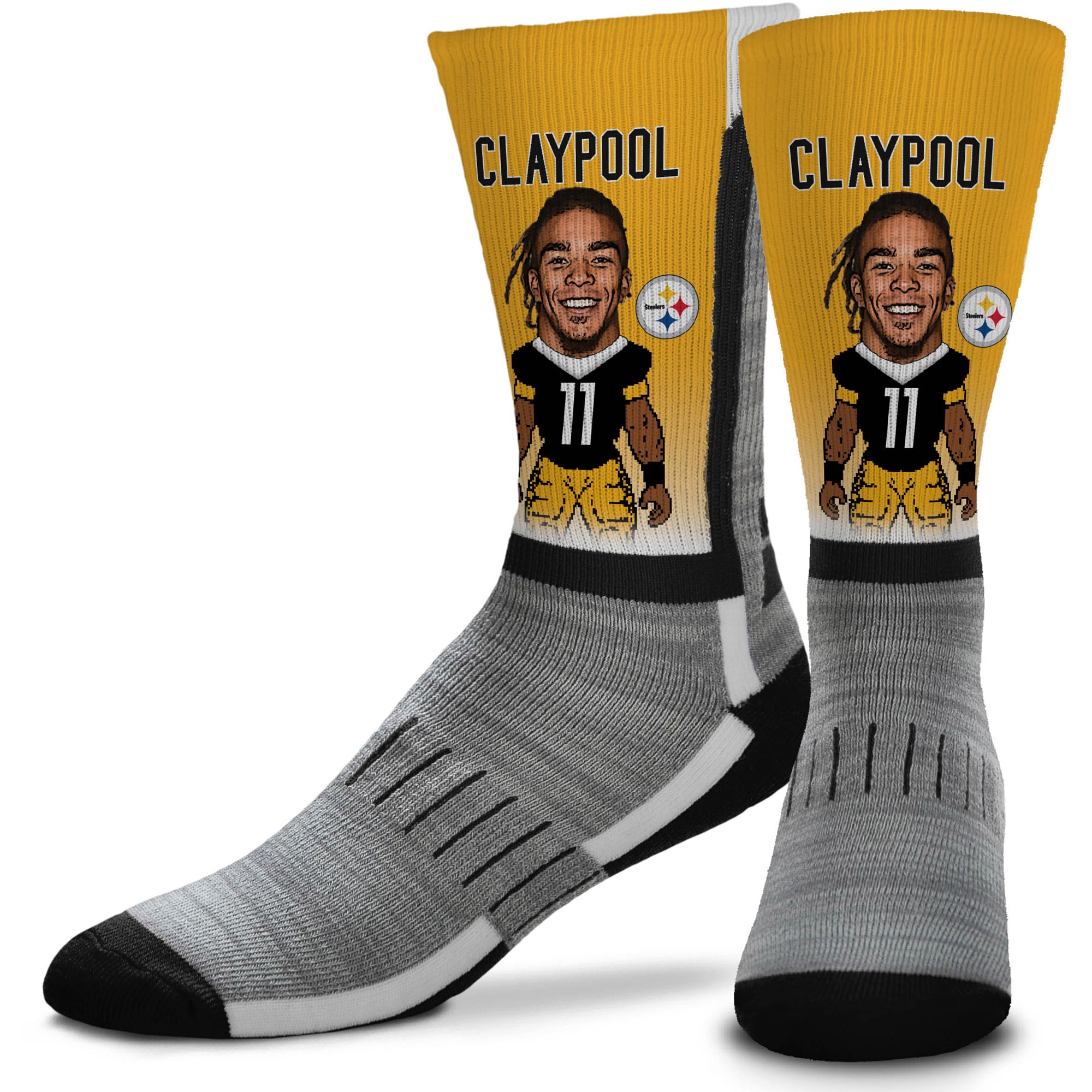 Youth For Bare Feet Chase Claypool Pittsburgh Steelers MVP Player V-Curve Crew Socks