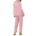thumbnail image 3 of INSPIRE CHIC Women's Pajamas 2 Piece Set Button Top and Pants Flannel Winter Sleepwear M Pink, 3 of 6