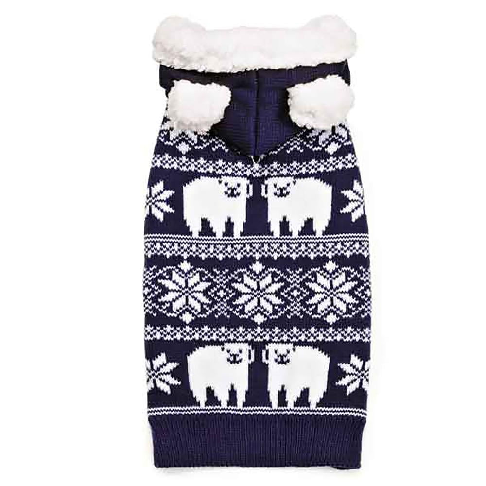 Zack & Zoey Acrylic Polar Bear Dog Sweater, Blue, XS